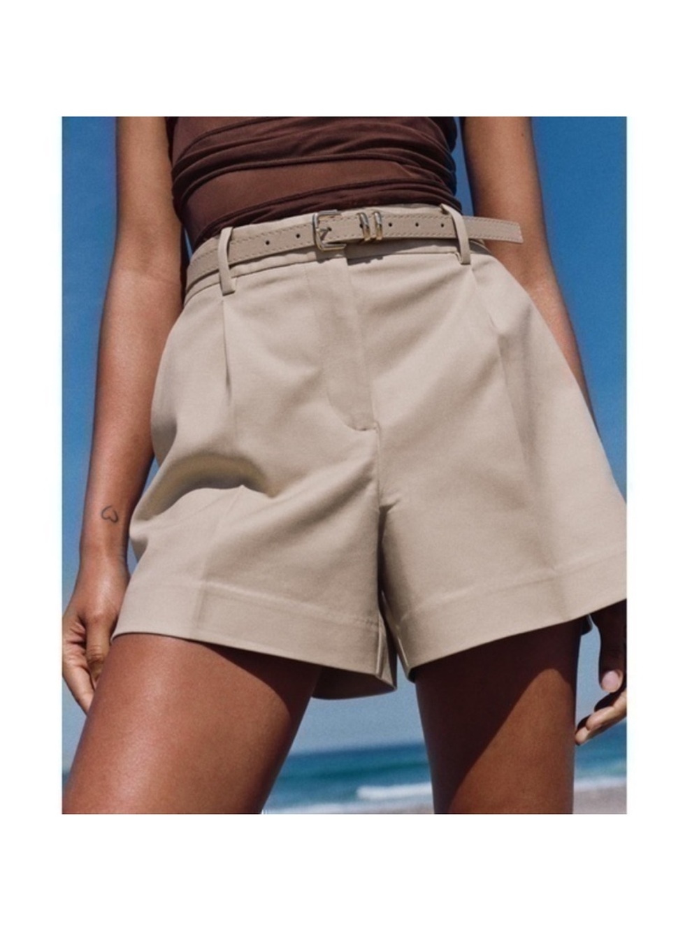 Zara Belted Pleated Shorts